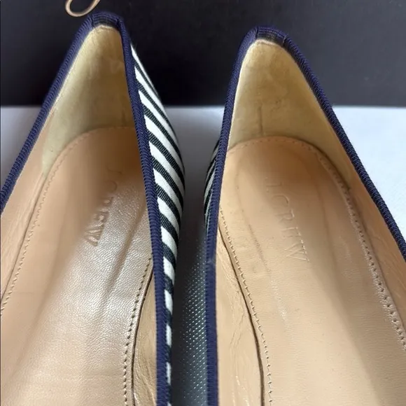 Vintage J. Crew Women's Striped Blue and Ivory Gemma Flats