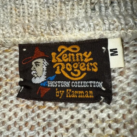 Vintage Kenny Rogers Cardigan Sweater Mens Medium Western Button Up Knit Cowboy