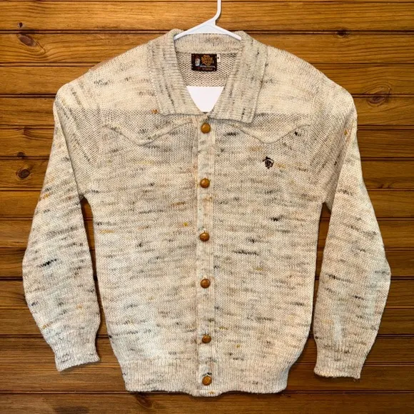 Vintage Kenny Rogers Cardigan Sweater Mens Medium Western Button Up Knit Cowboy