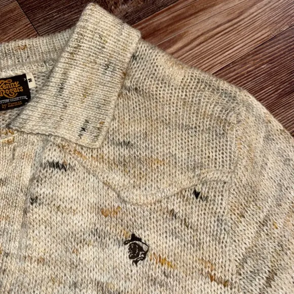 Vintage Kenny Rogers Cardigan Sweater Mens Medium Western Button Up Knit Cowboy