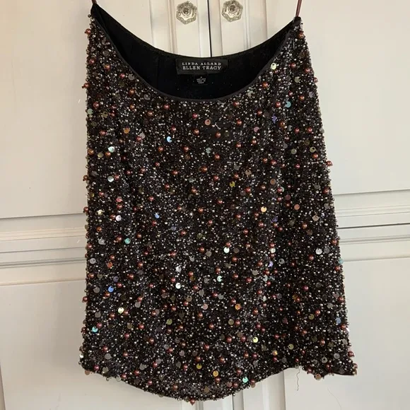 Vintage Linda Allard for Ellen Tracy Beaded Silk Skirt ✨4 (Previously Loved 💕)