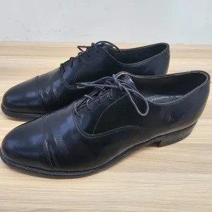 Vintage Oxford Shoes Men 11 D Black Leather Cap Toe Dressy Formal WALK OVER USA