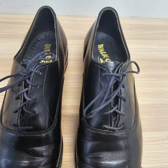 Vintage Oxford Shoes Men 11 D Black Leather Cap Toe Dressy Formal WALK OVER USA