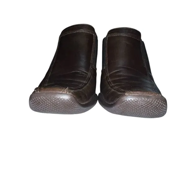 VINTAGE PRADA CALZATURE DONNA NAPPA SPORTS HEEL SHOES BROWN LEATHER Sz 38 US 7.5