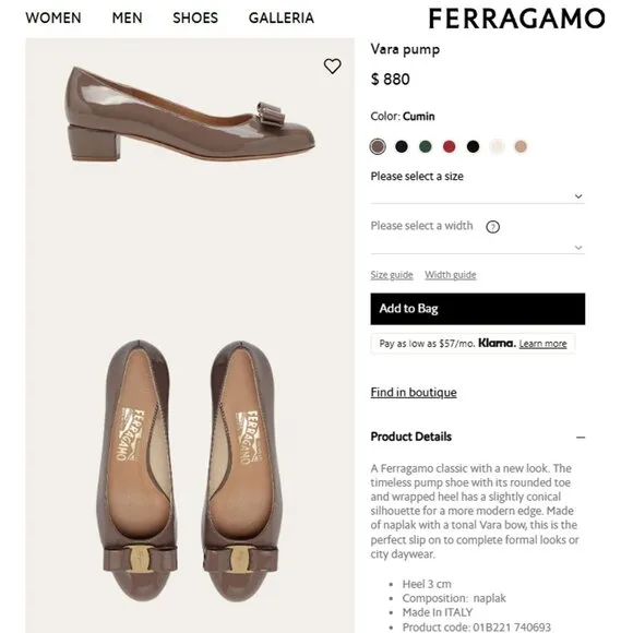 Vintage Salvatore Ferragamo Bronze Vara Bow Pumps Womens 8.5 Dress Shoes Italy