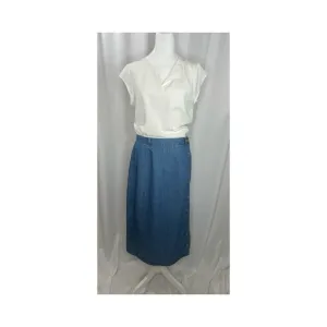 Vintage Van Heusen Long Denim Blue Skirt Size 10 Women