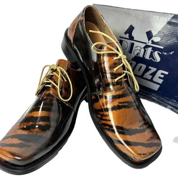 Vintage Zoot Suit Brown Zebra Oxford Formal Dress Shoe Rare OOAK NWOT