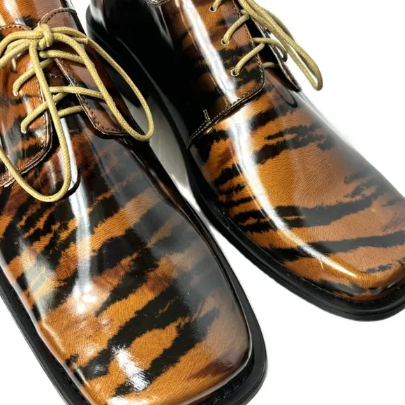 Vintage Zoot Suit Brown Zebra Oxford Formal Dress Shoe Rare OOAK NWOT