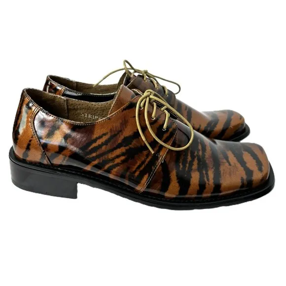 Vintage Zoot Suit Brown Zebra Oxford Formal Dress Shoe Rare OOAK NWOT