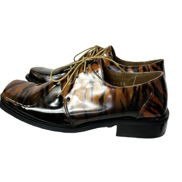Vintage Zoot Suit Brown Zebra Oxford Formal Dress Shoe Rare OOAK NWOT