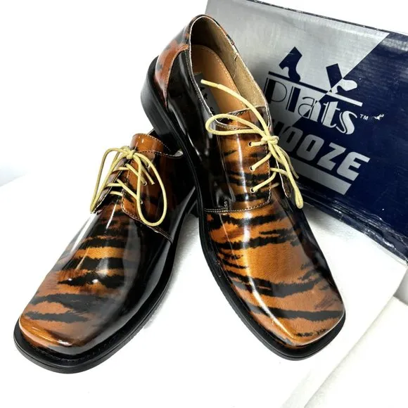 Vintage Zoot Suit Brown Zebra Oxford Formal Dress Shoe Rare OOAK NWOT