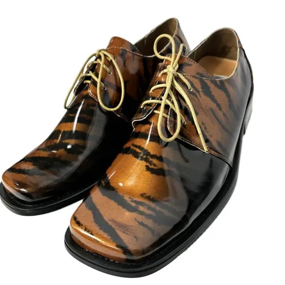 Vintage Zoot Suit Brown Zebra Oxford Formal Dress Shoe Rare OOAK NWOT
