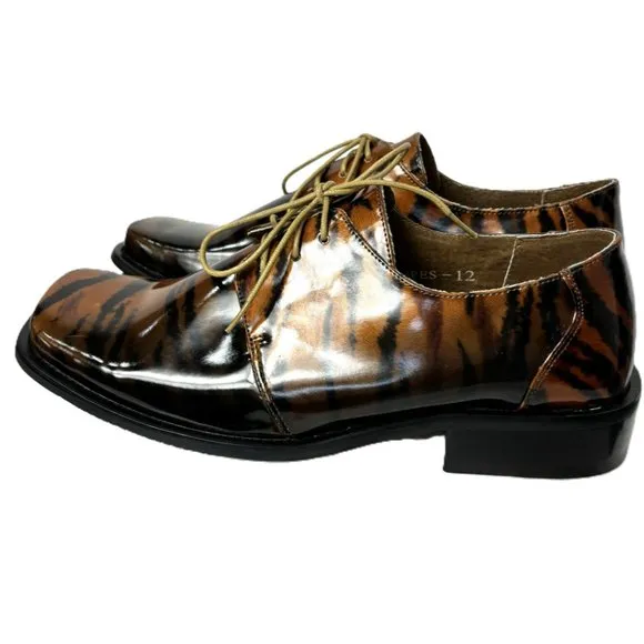 Vintage Zoot Suit Brown Zebra Oxford Formal Dress Shoe Rare OOAK NWOT