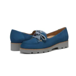 Vionic Teagan Blue Nubuck Lace-up Casual Slip-on Platform Loafer Shoes, Size 8