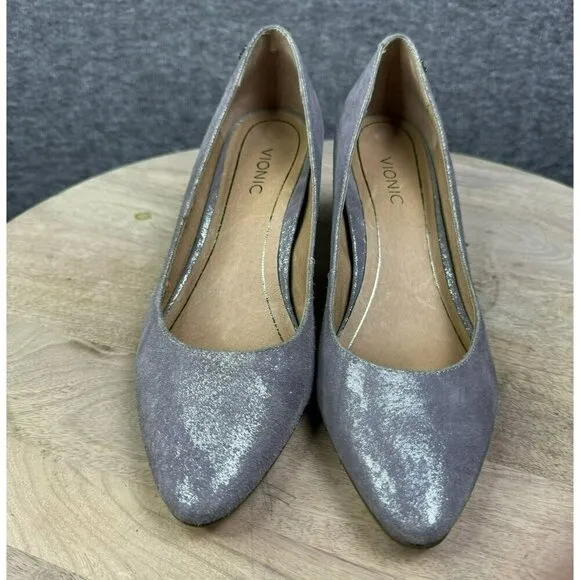 Vionic Womens Metallic purple/grayish Heels pumps Size 7 snake skin print