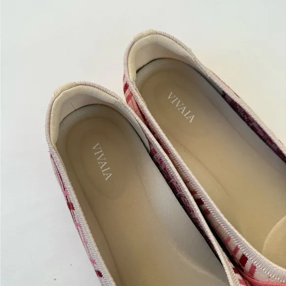 Vivaia Bibi Almond Toe Knotted Flats Multi Red Plaid Women’s Size 9.5 EUC