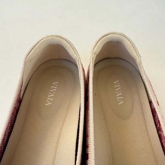 Vivaia Bibi Almond Toe Knotted Flats Multi Red Plaid Women’s Size 9.5 EUC