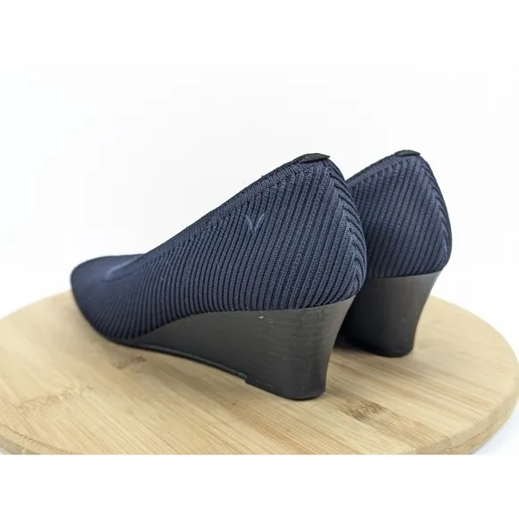 Vivaia Wedge Margot Square Shoes Size 8.5 Womans EU 39.5 Blue Heel