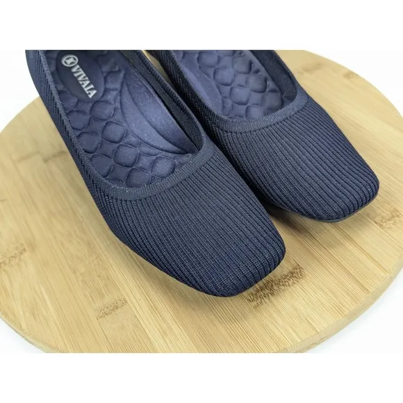 Vivaia Wedge Margot Square Shoes Size 8.5 Womans EU 39.5 Blue Heel