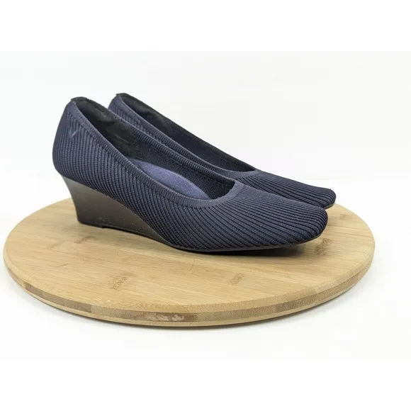 Vivaia Wedge Margot Square Shoes Size 8.5 Womans EU 39.5 Blue Heel