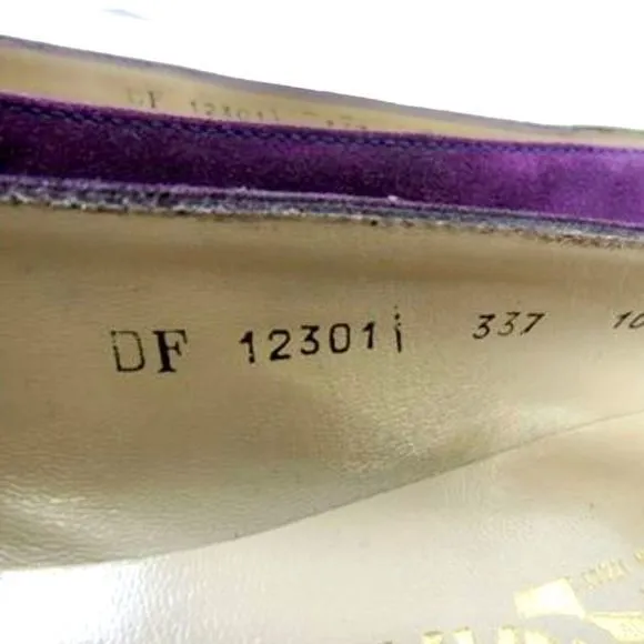 VNTG Salvatore Ferragamo Purple &amp; Brown Suede Low‎ Heeled Pumps — SZ 10  EUC!