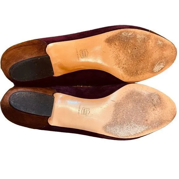 VNTG Salvatore Ferragamo Purple &amp; Brown Suede Low‎ Heeled Pumps — SZ 10  EUC!