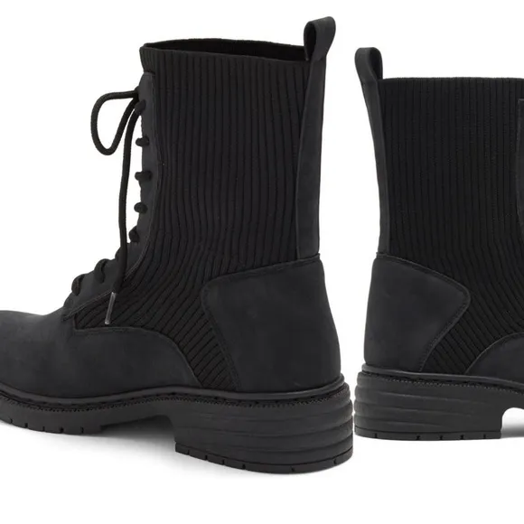 WANTED FOOTWEAR StretchKnit Combat Boot (Women) Black Shoes Size 10