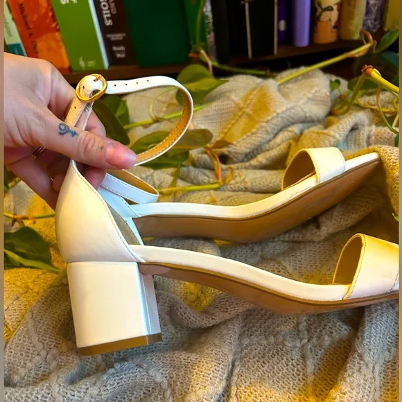White Bridal Chunky Heels