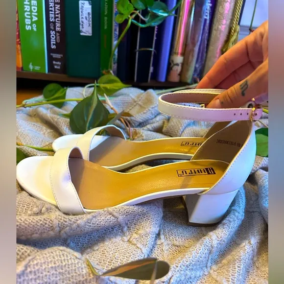 White Bridal Chunky Heels