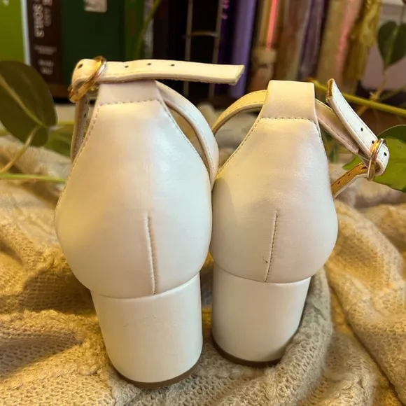 White Bridal Chunky Heels