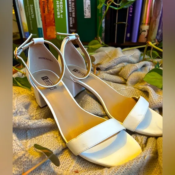 White Bridal Chunky Heels