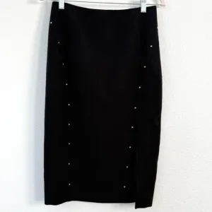 White House Black Market Black Embellished Pencil Skirt Size 4 Formal Chic