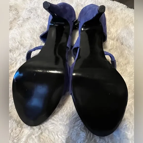 White House Black Market Blue Leather Maria Heels size 10M