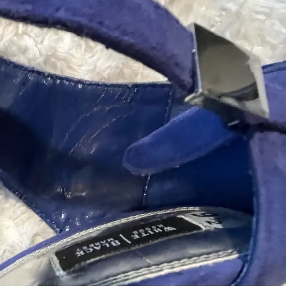 White House Black Market Blue Leather Maria Heels size 10M