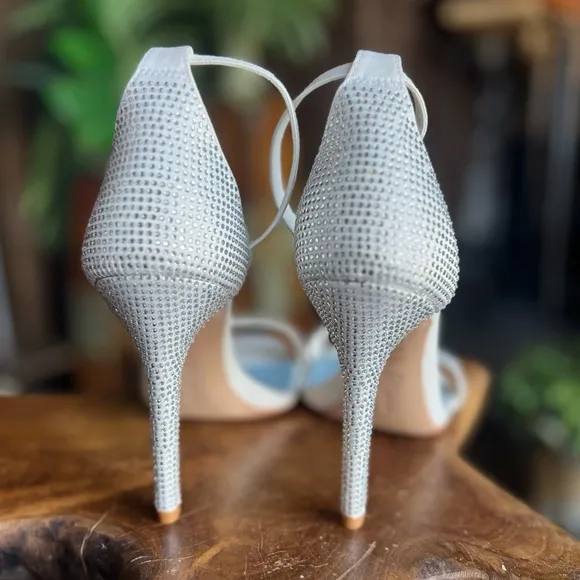 White rhinestones elegant simple occasion heels