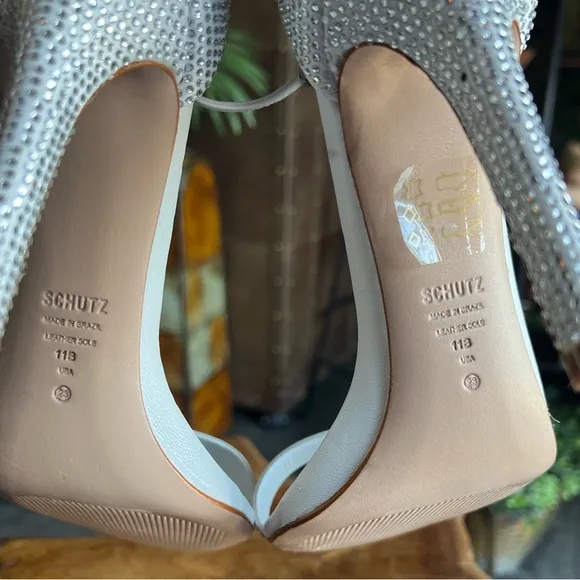White rhinestones elegant simple occasion heels