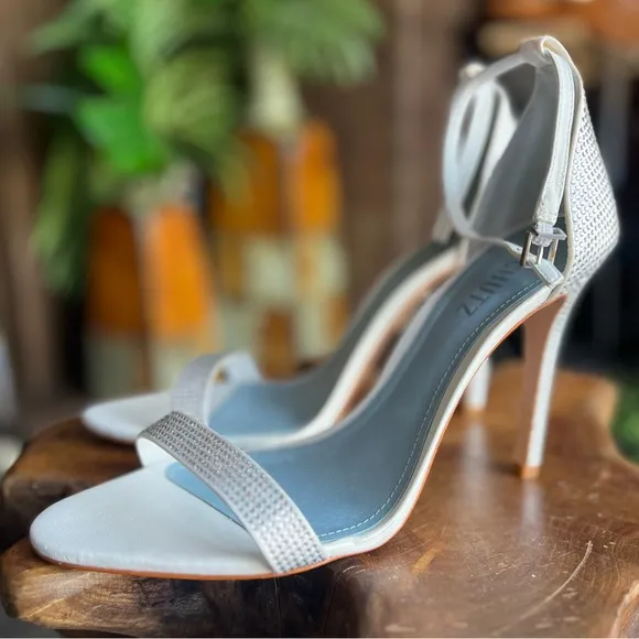 White rhinestones elegant simple occasion heels