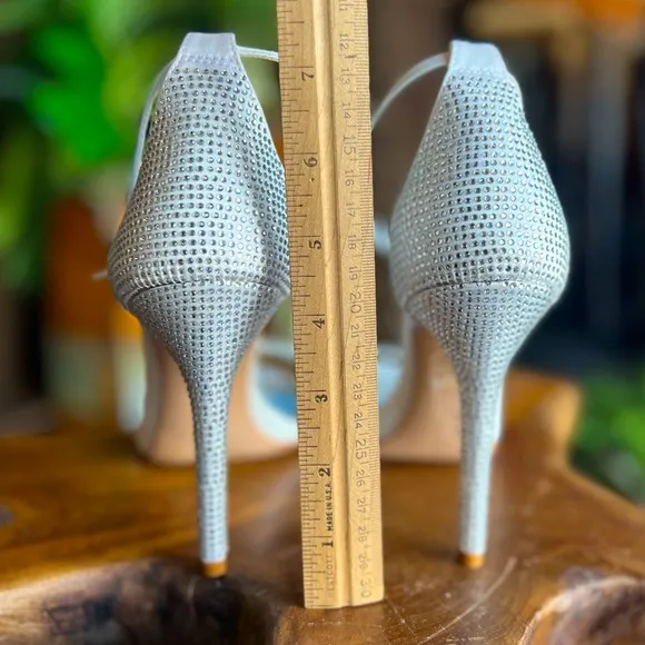 White rhinestones elegant simple occasion heels