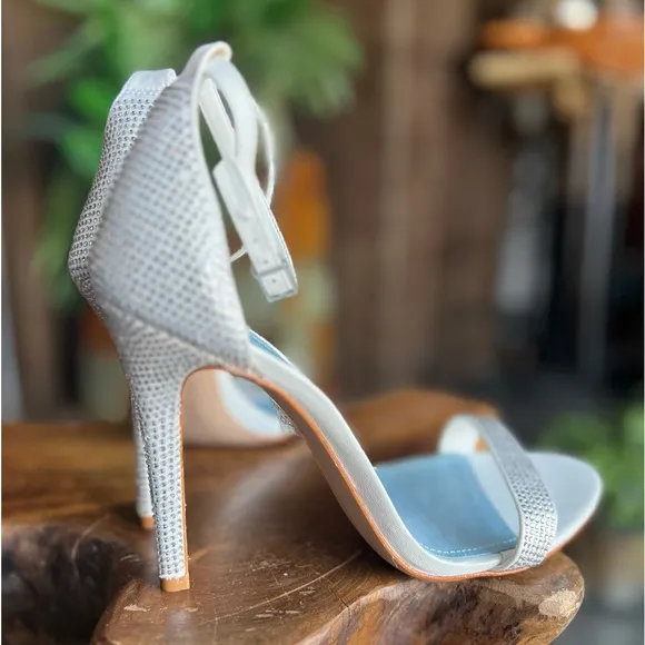 White rhinestones elegant simple occasion heels