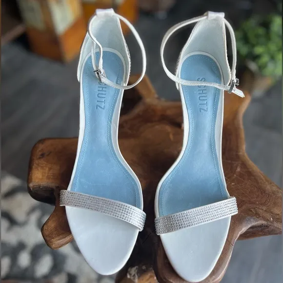 White rhinestones elegant simple occasion heels