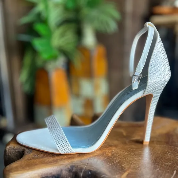 White rhinestones elegant simple occasion heels