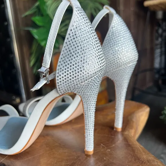 White rhinestones elegant simple occasion heels