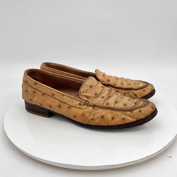 Wilson and Dean for Wilkes Bashford Women Size 6.5M Brown Ostrich Leather Shoes