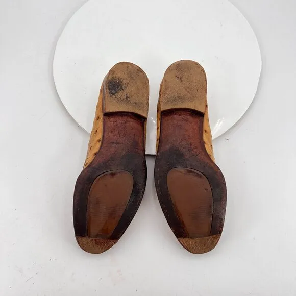 Wilson and Dean for Wilkes Bashford Women Size 6.5M Brown Ostrich Leather Shoes