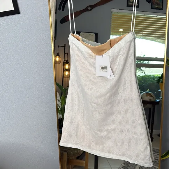 With Jean Frankie | White Pointelle Mini Dress NWOT