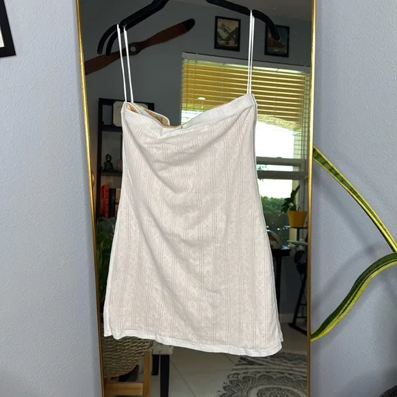 With Jean Frankie | White Pointelle Mini Dress NWOT