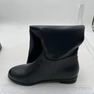 Women Closed Rounded Toe Knee High Boots Low Block Heel Black  Boot Side Zipper