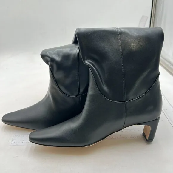 Women Comfortable Low Heel Pull on Knee High Boots Stylish Square Toe Black Shoe