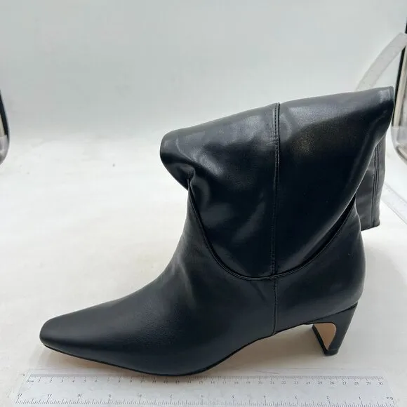 Women Comfortable Low Heel Pull on Knee High Boots Stylish Square Toe Black Shoe