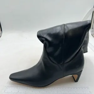 Women Comfortable Low Heel Pull on Knee High Boots Stylish Square Toe Black Shoe